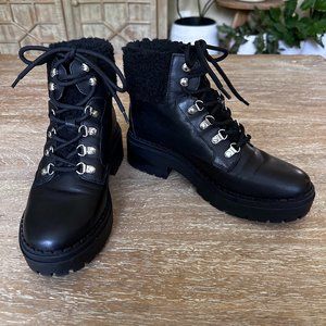 Marc Fisher Eigan Leather Lace Up Booties - 7.5M